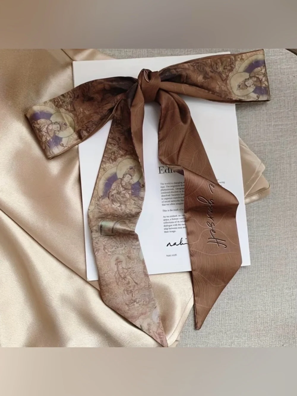 NWT Twilly Scarf Set Art Print Hair Purse Bag Tie Boho Luxe Y2K